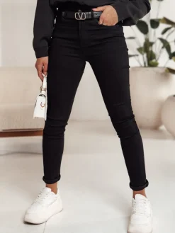Jeansy Damskie>Dstreet Spodnie damskie BLACKIN rurki czarne UY2240
