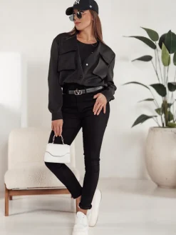 Jeansy Damskie>Dstreet Spodnie damskie BLACKIN rurki czarne UY2240