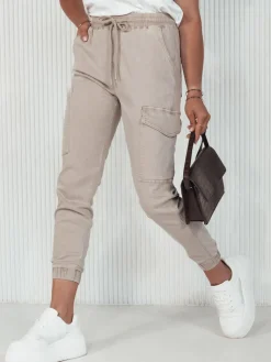 Spodnie Damskie>Dstreet Spodnie damskie bojówki LOVE TREND beżowe UY2119