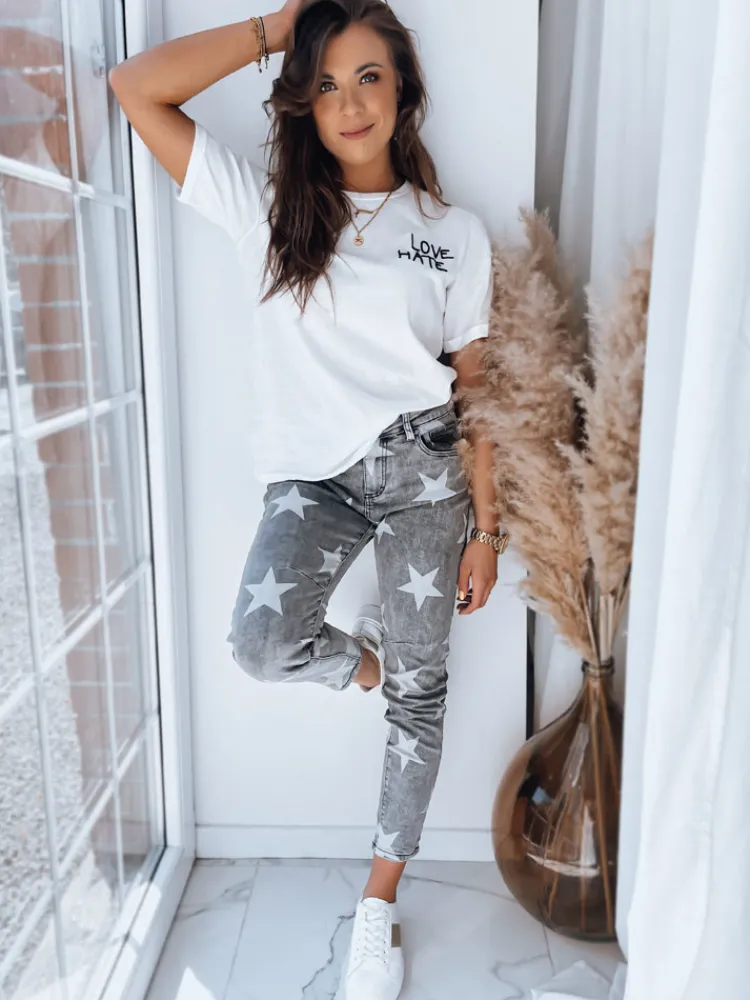 Jeansy Damskie|Spodnie Damskie>Dstreet Spodnie damskie boyfriendy STARS szare UY1486