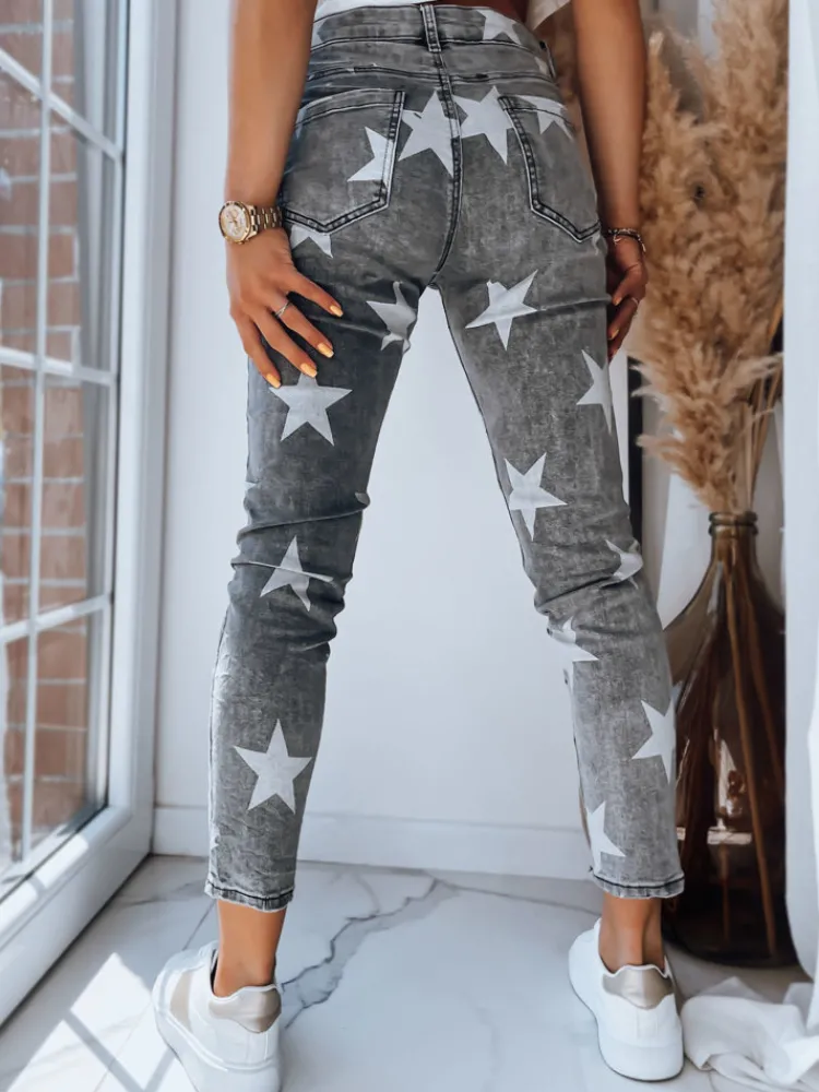 Jeansy Damskie|Spodnie Damskie>Dstreet Spodnie damskie boyfriendy STARS szare UY1486