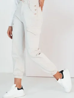 Spodnie Damskie>Dstreet Spodnie damskie cargo RIMANS jasnobeżowe UY1935