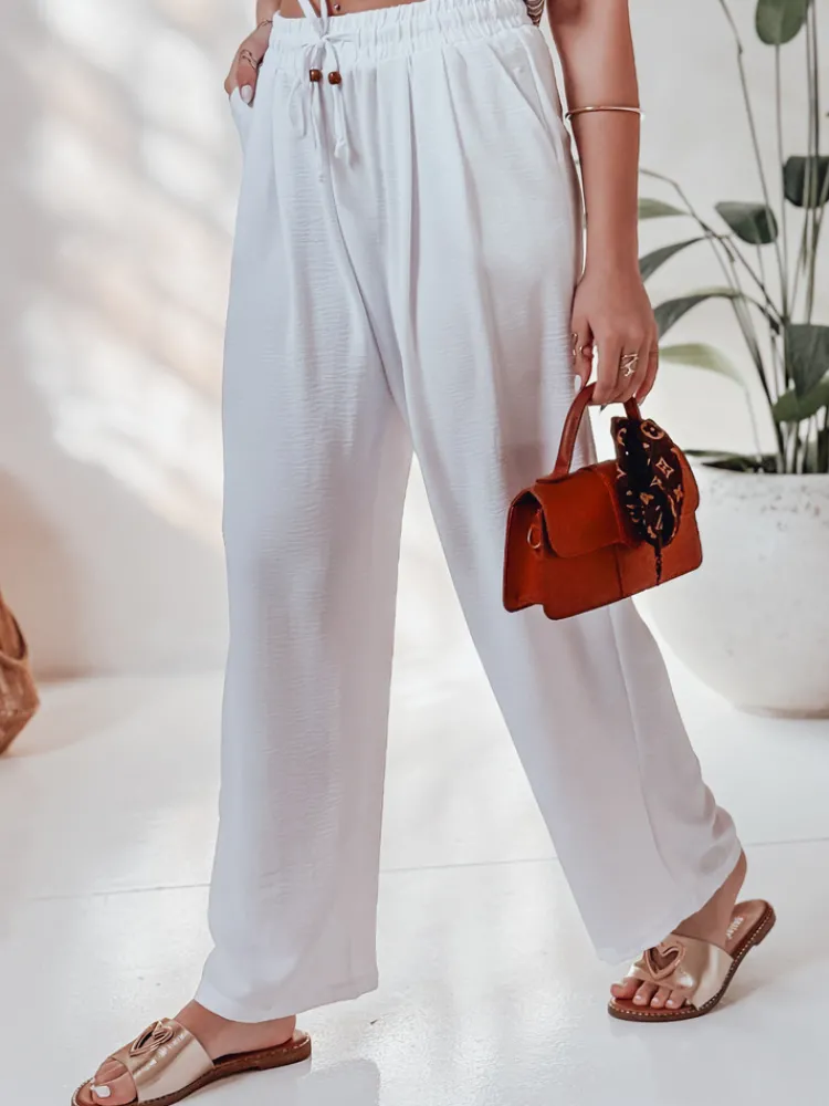 Spodnie Damskie>Dstreet Spodnie damskie casualowe wide leg LOVETRIP białe UY2640