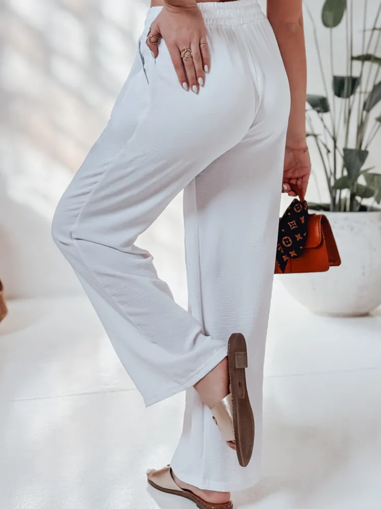 Spodnie Damskie>Dstreet Spodnie damskie casualowe wide leg LOVETRIP białe UY2640