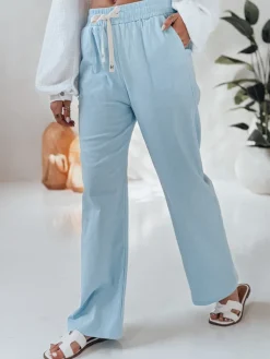 Spodnie Damskie>Dstreet Spodnie damskie casualowe wide leg BOHO DAY jasnoniebieskie UY2651