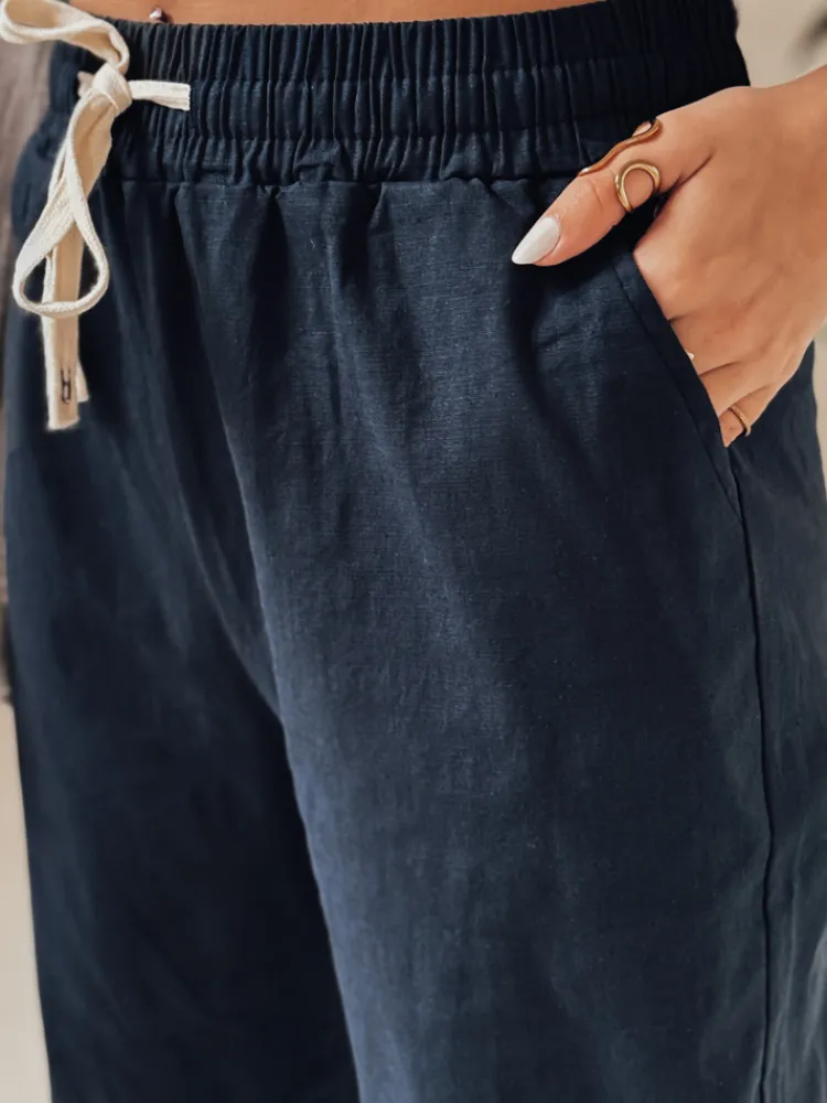 Spodnie Damskie>Dstreet Spodnie damskie casualowe wide leg BOHO DAY granatowe UY2649