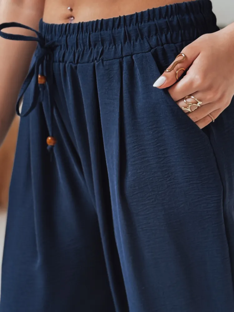 Spodnie Damskie>Dstreet Spodnie damskie casualowe wide leg LOVETRIP granatowe UY2636