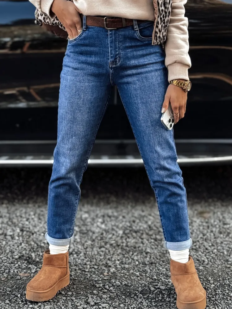 Jeansy Damskie>Dstreet Spodnie damskie CASUALUXI jeansowe z paskiem w zestawie niebieskie UY2251