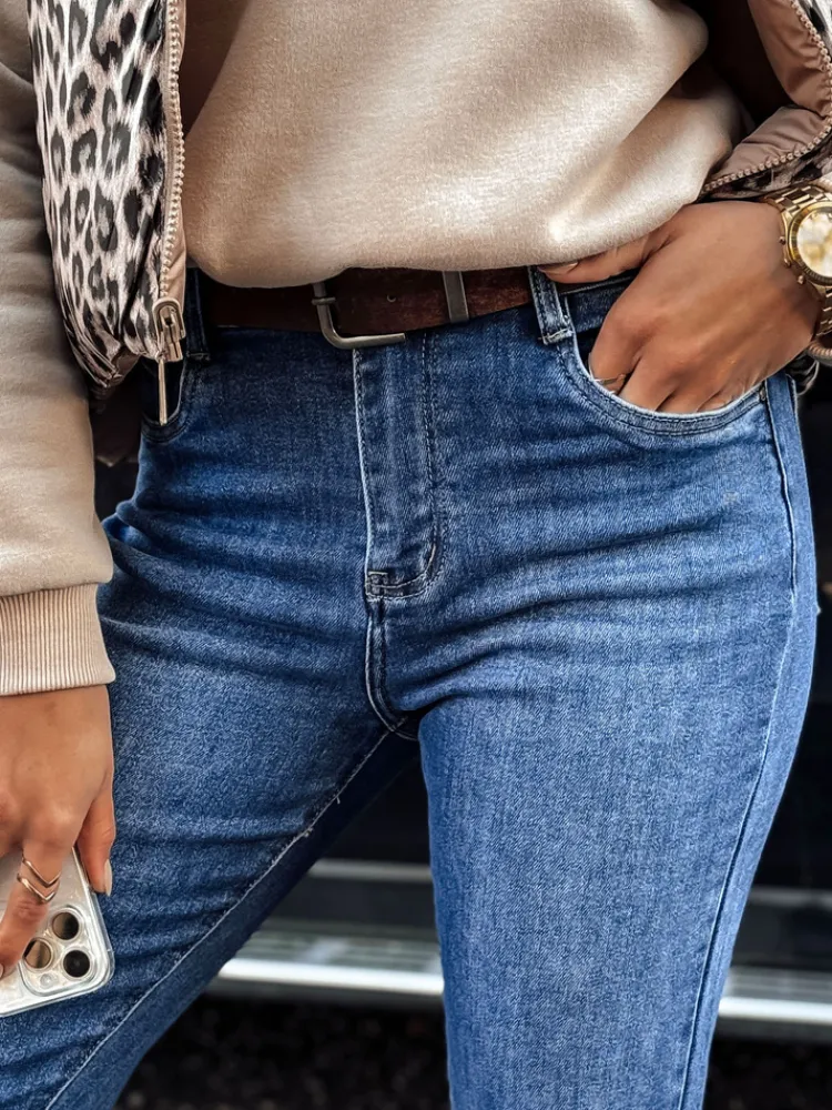 Jeansy Damskie>Dstreet Spodnie damskie CASUALUXI jeansowe z paskiem w zestawie niebieskie UY2251