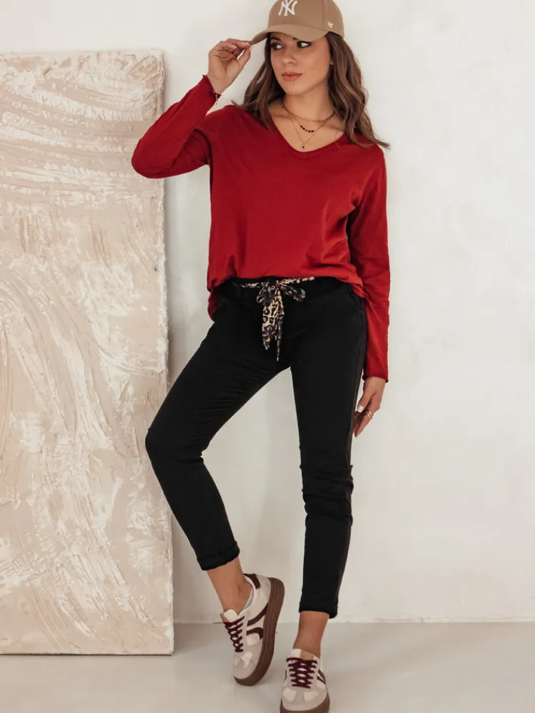 Jeansy Damskie>Dstreet Spodnie damskie CHARMYOU jeansowe z paskiem czarne UY2269