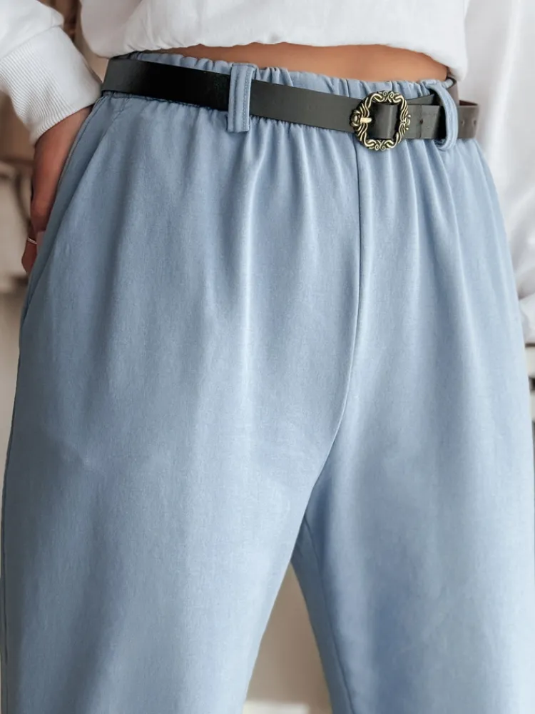 Spodnie Damskie>Dstreet Spodnie damskie chinosy z paskiem TAILANDI niebieskie UY2550