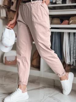 Spodnie Damskie>Dstreet Spodnie damskie chinosy z paskiem RELCIX różowe UY2583