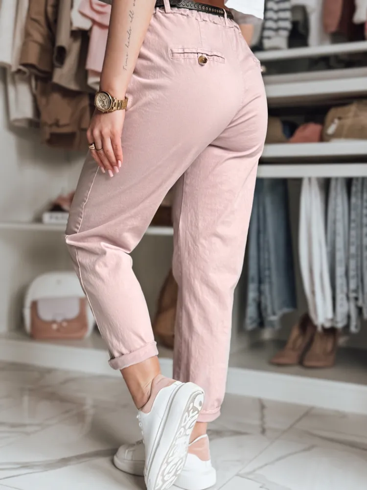 Spodnie Damskie>Dstreet Spodnie damskie chinosy z paskiem RELCIX różowe UY2583