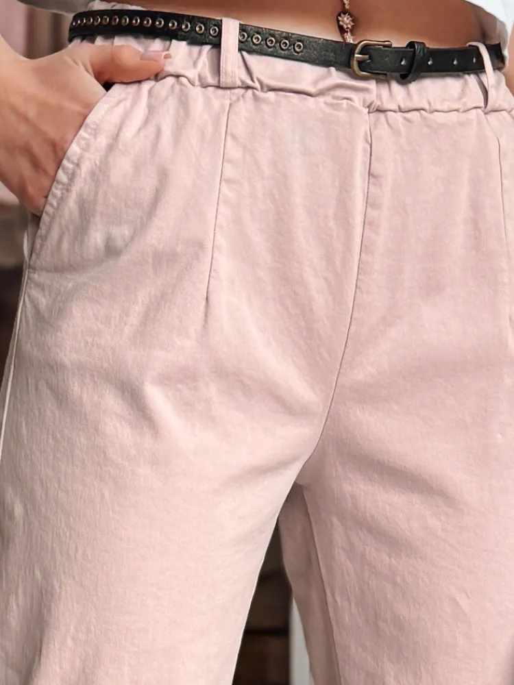 Spodnie Damskie>Dstreet Spodnie damskie chinosy z paskiem RELCIX różowe UY2583