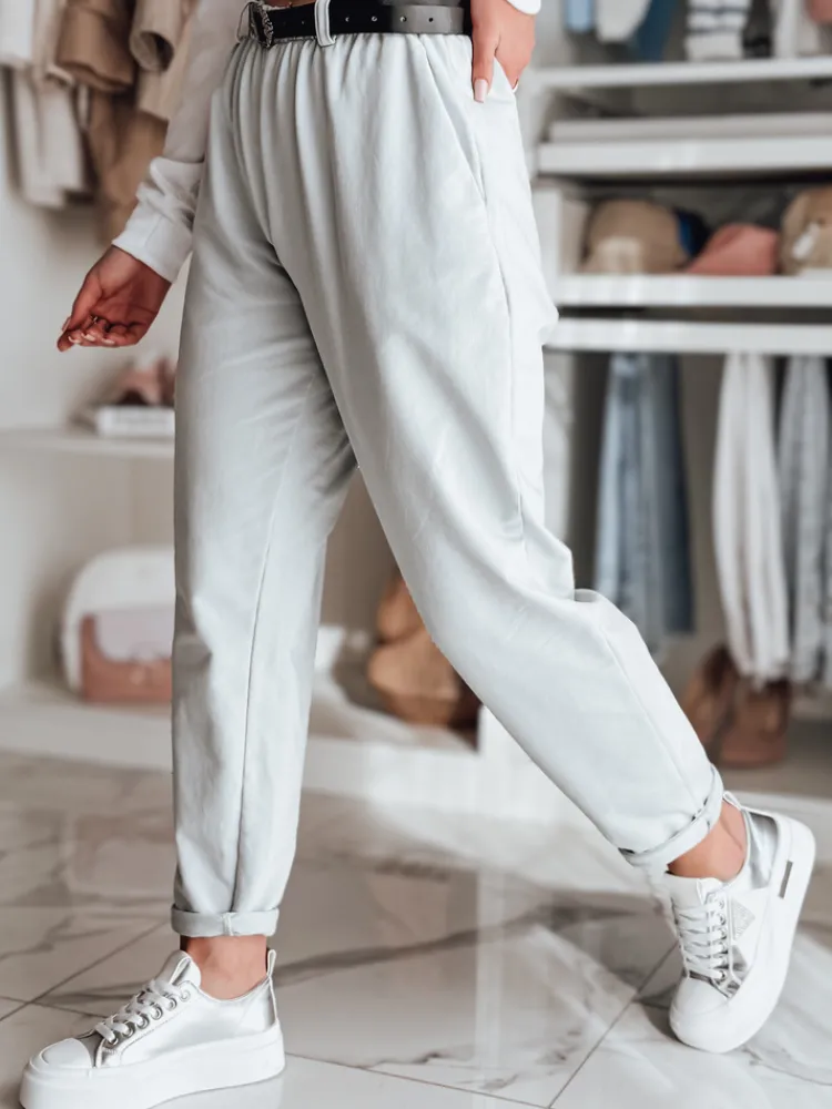 Spodnie Damskie>Dstreet Spodnie damskie chinosy z paskiem TAILANDI jasnoszare UY2553