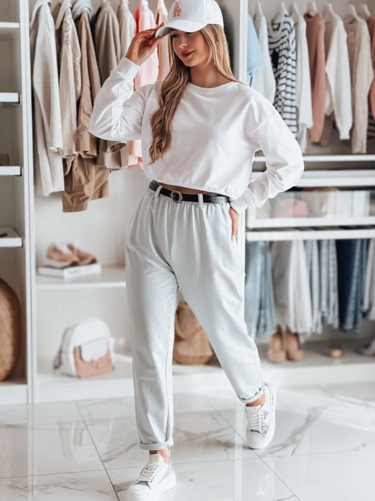 Spodnie Damskie>Dstreet Spodnie damskie chinosy z paskiem TAILANDI jasnoszare UY2553