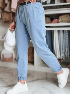 Spodnie Damskie>Dstreet Spodnie damskie chinosy z paskiem RELCIX błękitne UY2586