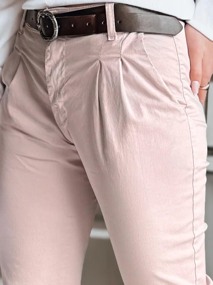 Spodnie Damskie>Dstreet Spodnie damskie chinosy z paskiem MODELA różowe UY2569