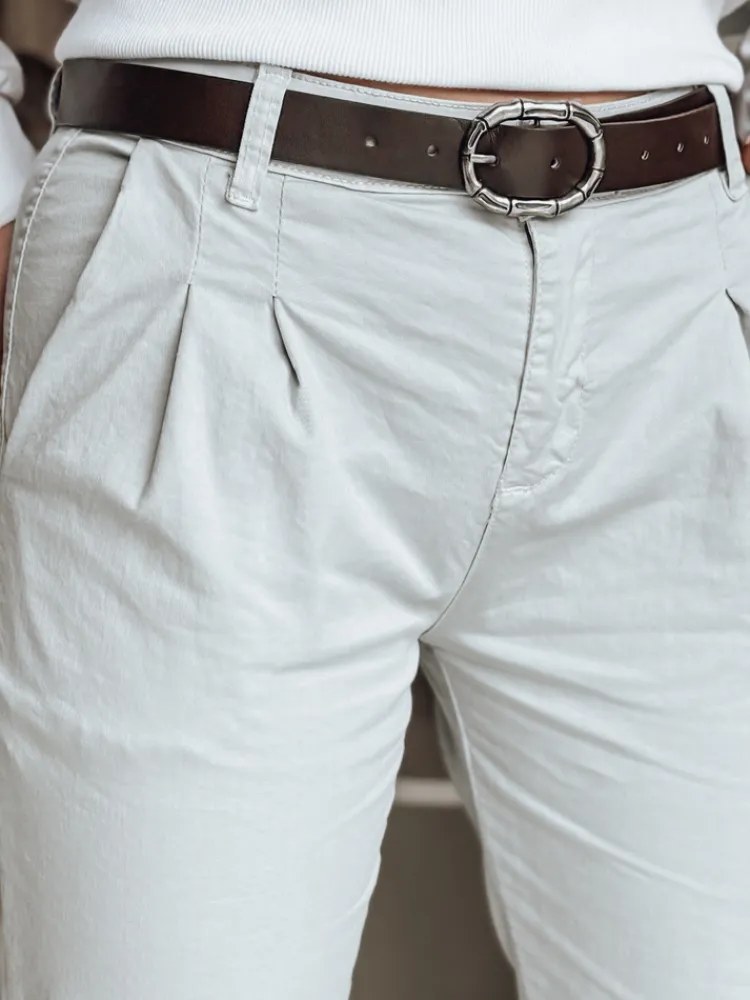 Spodnie Damskie>Dstreet Spodnie damskie chinosy z paskiem MODELA jasnoszare UY2564