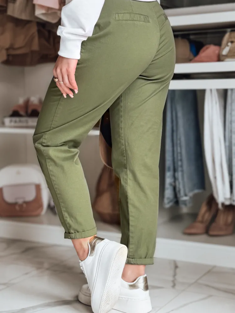 Spodnie Damskie>Dstreet Spodnie damskie chinosy z paskiem MODELA khaki UY2572