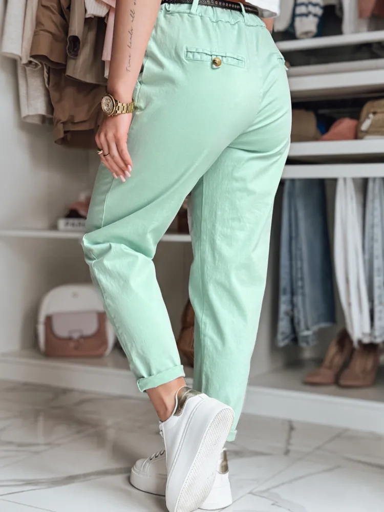 Spodnie Damskie>Dstreet Spodnie damskie chinosy z paskiem RELCIX miętowe UY2581