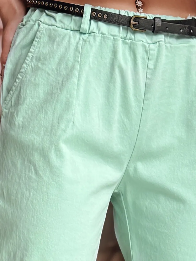 Spodnie Damskie>Dstreet Spodnie damskie chinosy z paskiem RELCIX miętowe UY2581