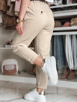 Spodnie Damskie>Dstreet Spodnie damskie chinosy z paskiem RELCIX jasnobeżowe UY2585