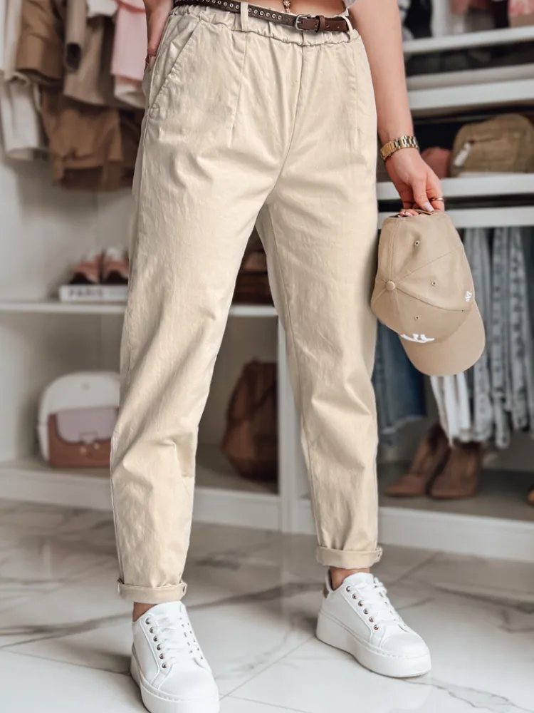 Spodnie Damskie>Dstreet Spodnie damskie chinosy z paskiem RELCIX jasnobeżowe UY2585