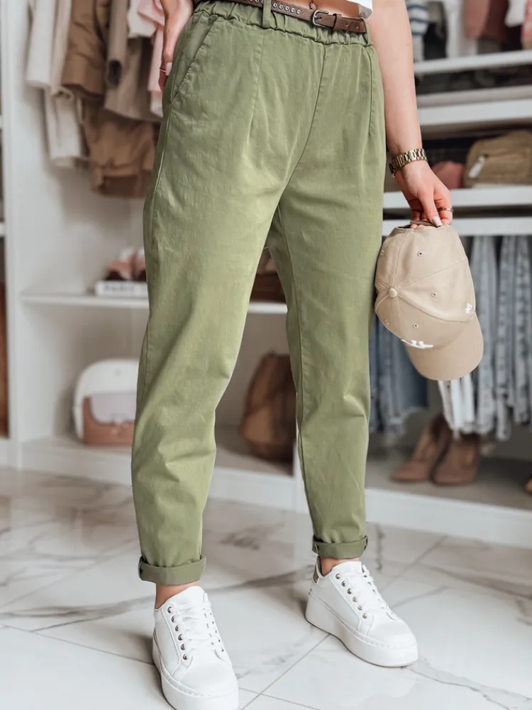Spodnie Damskie>Dstreet Spodnie damskie chinosy z paskiem RELCIX khaki UY2582
