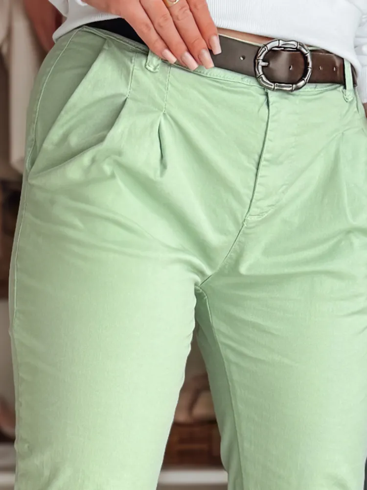 Spodnie Damskie>Dstreet Spodnie damskie chinosy z paskiem MODELA miętowe UY2631