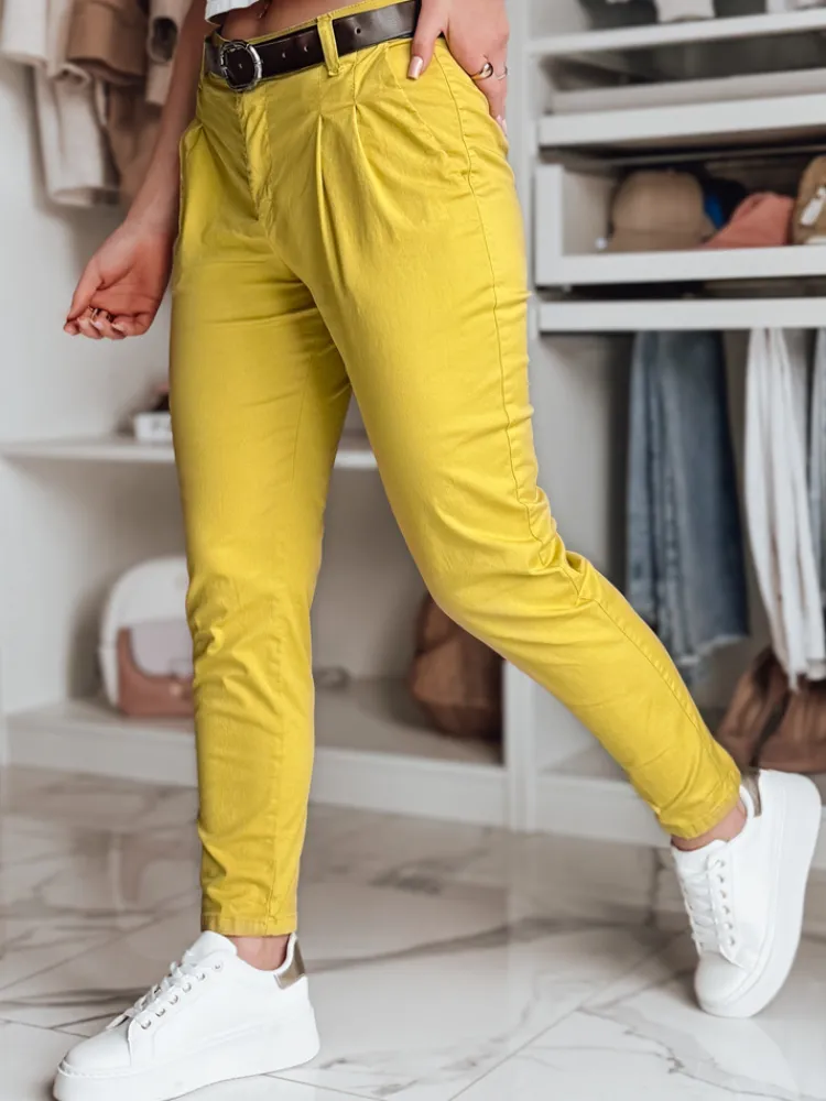 Spodnie Damskie>Dstreet Spodnie damskie chinosy z paskiem MODELA musztardowe UY2563