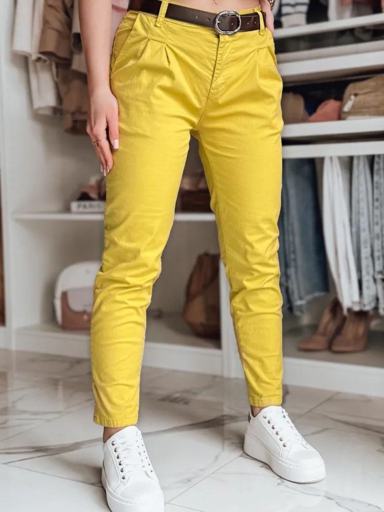 Spodnie Damskie>Dstreet Spodnie damskie chinosy z paskiem MODELA musztardowe UY2563