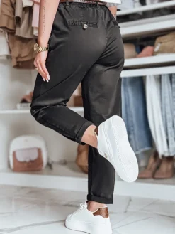 Spodnie Damskie>Dstreet Spodnie damskie chinosy z paskiem RELCIX czarne UY2584