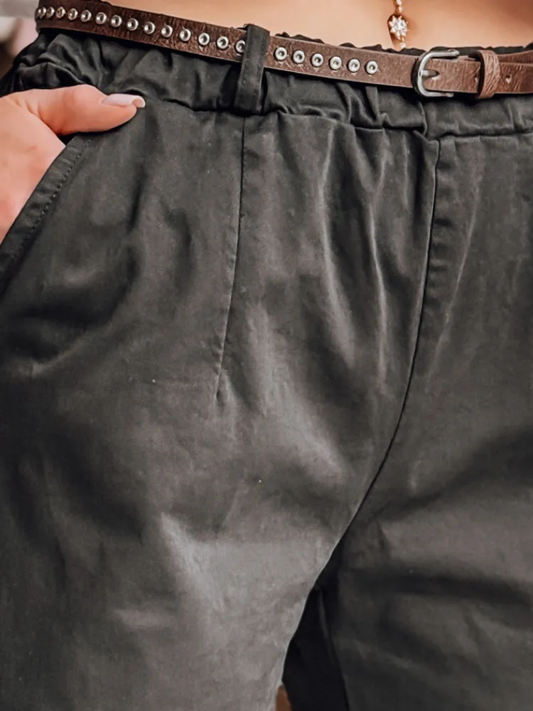 Spodnie Damskie>Dstreet Spodnie damskie chinosy z paskiem RELCIX czarne UY2584