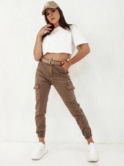 Spodnie Damskie|Jeansy Damskie>Dstreet Spodnie damskie COMFY STREET brązowe UY2116