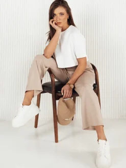 Spodnie Damskie>Dstreet Spodnie damskie dresowe AXEL beżowe UY1801