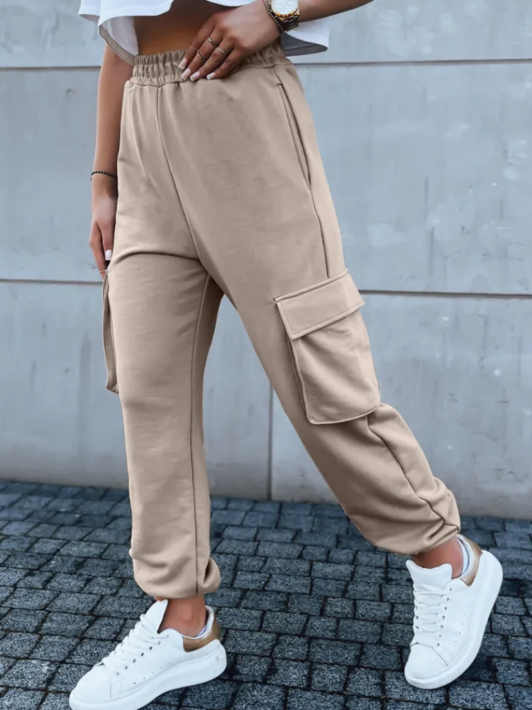 Spodnie Damskie>Dstreet Spodnie damskie dresowe BAGGY beżowe UY1607