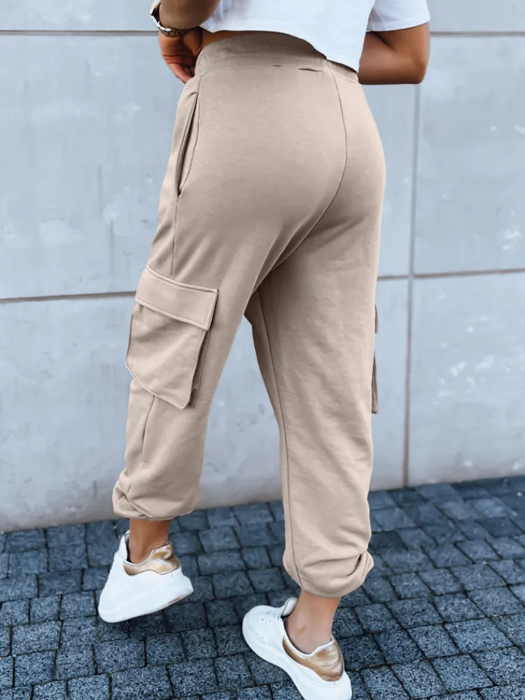 Spodnie Damskie>Dstreet Spodnie damskie dresowe BAGGY beżowe UY1607