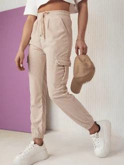 Spodnie Damskie>Dstreet Spodnie damskie dresowe FLAYON beżowe UY2059