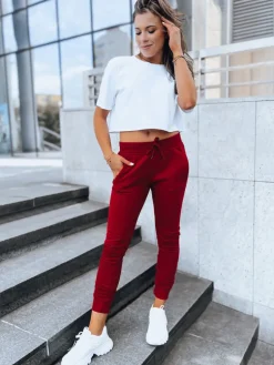 Spodnie Damskie>Dstreet Spodnie damskie dresowe FITS bordowe UY0206