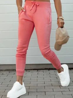 Spodnie Damskie>Dstreet Spodnie damskie dresowe FITS koralowe UY2145