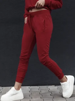 Spodnie Damskie>Dstreet Spodnie damskie dresowe FITS bordowe UY2304