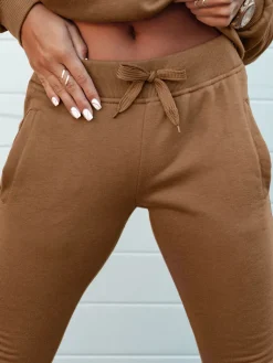 Spodnie Damskie>Dstreet Spodnie damskie dresowe FITS brązowe UY2146