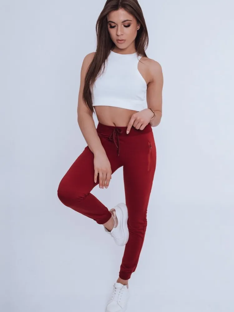Spodnie Damskie>Dstreet Spodnie damskie dresowe JULIET bordowe UY0823