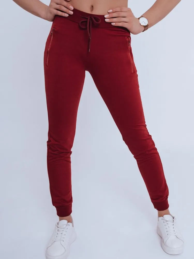 Spodnie Damskie>Dstreet Spodnie damskie dresowe JULIET bordowe UY0823