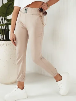 Spodnie Damskie>Dstreet Spodnie damskie dresowe KAROT beżowe UY1811