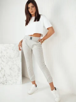 Spodnie Damskie>Dstreet Spodnie damskie dresowe KAROT szare UY1810