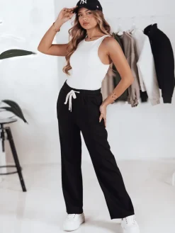 Spodnie Damskie>Dstreet Spodnie damskie dresowe masełko wide leg LOOSIS czarne UY2401