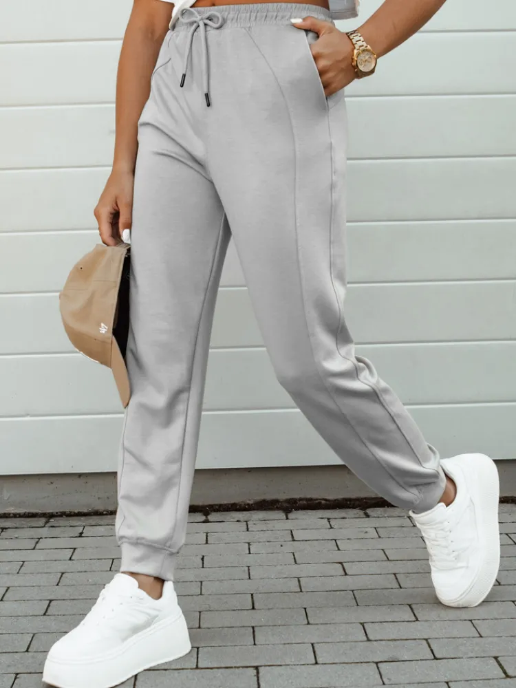 Spodnie Damskie>Dstreet Spodnie damskie dresowe SMILL szare UY2187