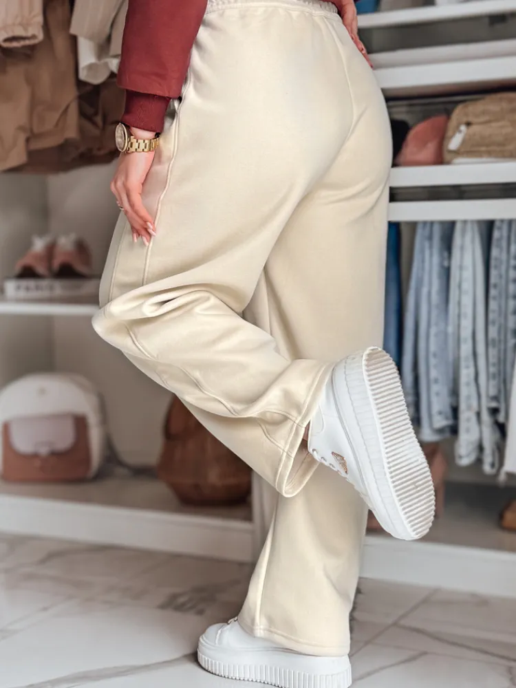 Spodnie Damskie>Dstreet Spodnie damskie dresowe wide leg DRESMOOD PREMIUM beżowe UY2689